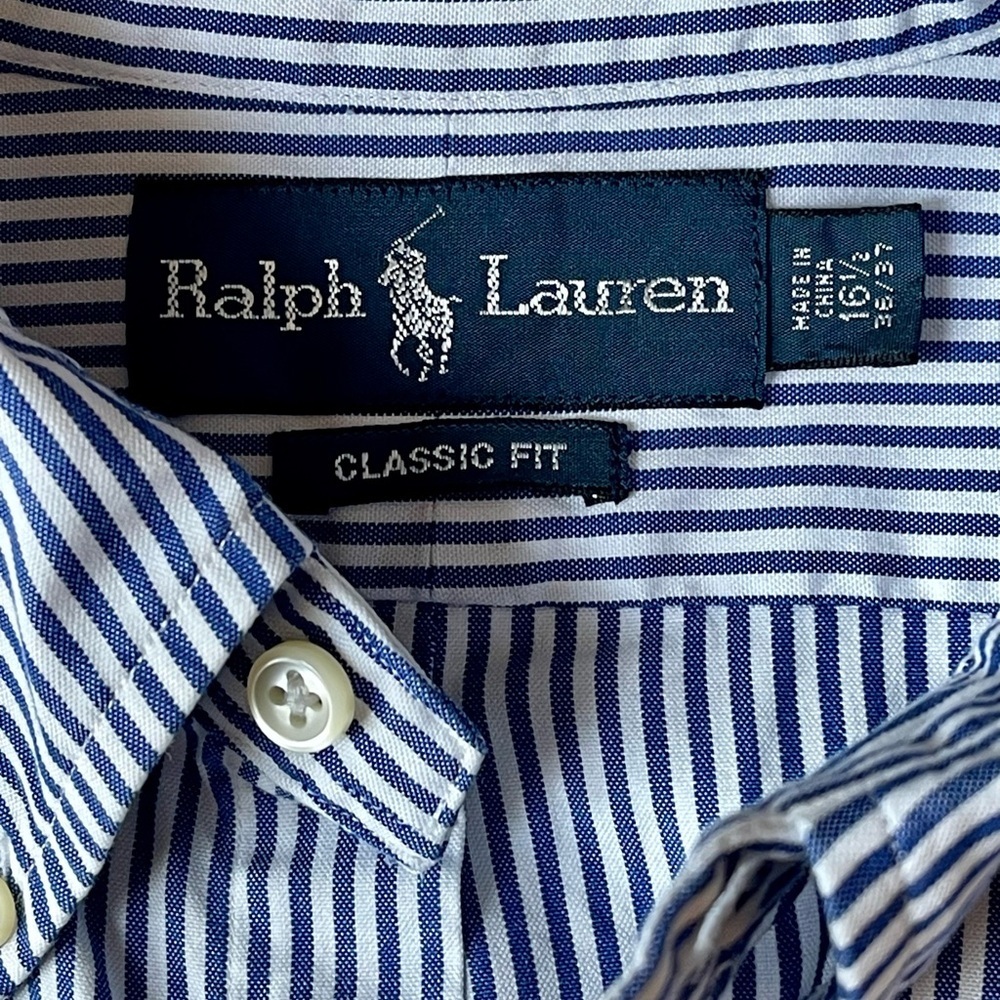 Ralph Lauren Blue Classic Fit Button Down Shirt 16 1/2